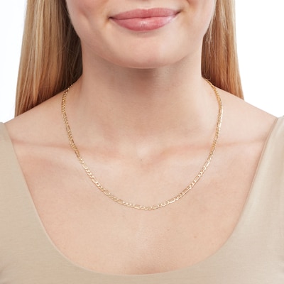 14K Hollow Gold Beveled Figaro Chain