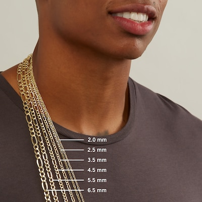 14K Hollow Gold Beveled Figaro Chain
