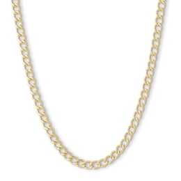 14K Hollow Gold Beveled Curb Chain - 24"