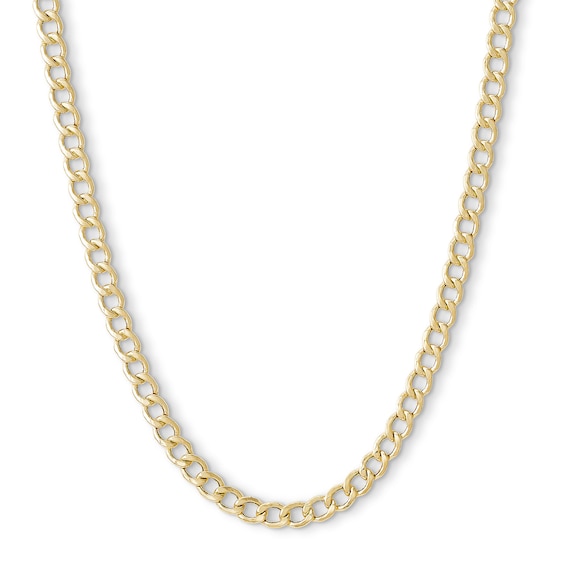 14K Hollow Gold Beveled Curb Chain