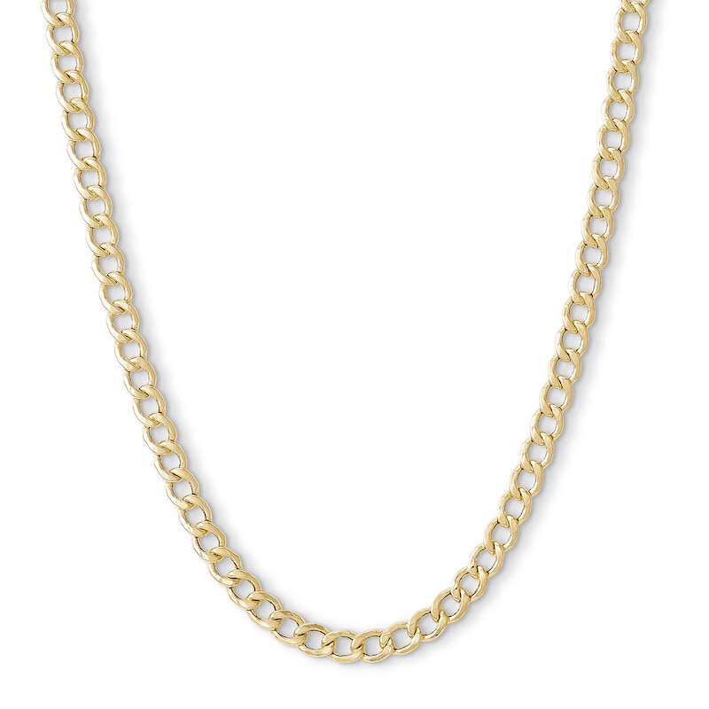 14K Hollow Gold Beveled Curb Chain