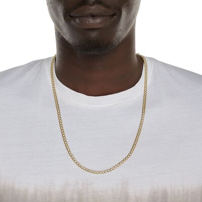 14K Hollow Gold Beveled Curb Chain