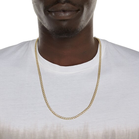 14K Hollow Gold Beveled Curb Chain