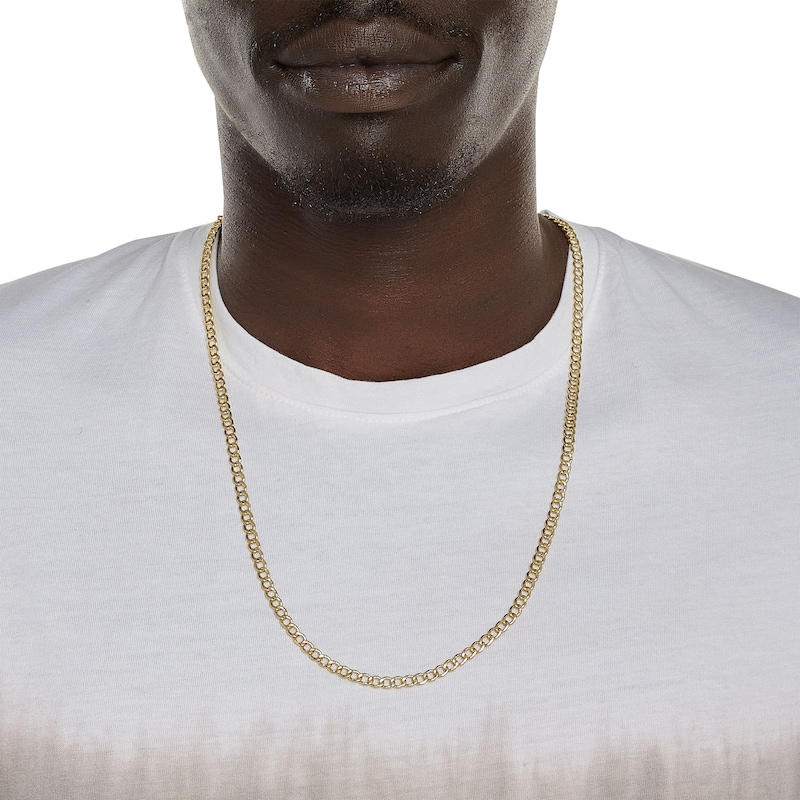 14K Hollow Gold Beveled Curb Chain - 24"