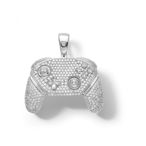 Sterling Silver CZ Game Controller Necklace Charm