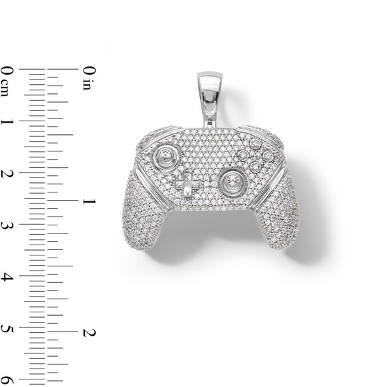 Sterling Silver CZ Game Controller Necklace Charm