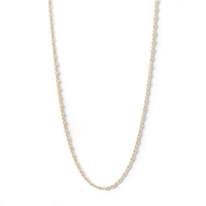 10K Solid Gold Valentino Tri-Tone Chain Made in Italy - 18"