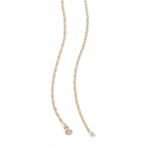 10K Solid Gold Valentino Tri-Tone Chain Made in Italy - 18"