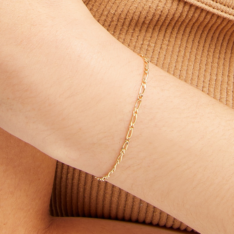 Main Image 2 of Child's 10K Solid Gold Figaro Chain Bracelet Made in Italy