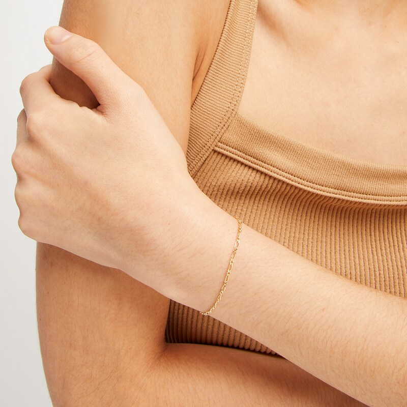 Main Image 2 of 10K Solid Gold Figaro Bracelet Made in Italy
