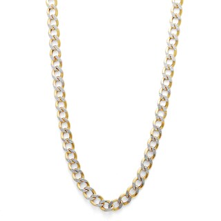 14K Semi-Solid Gold Diamond-Cut Cuban Curb Two-Tone Chain - 22"
