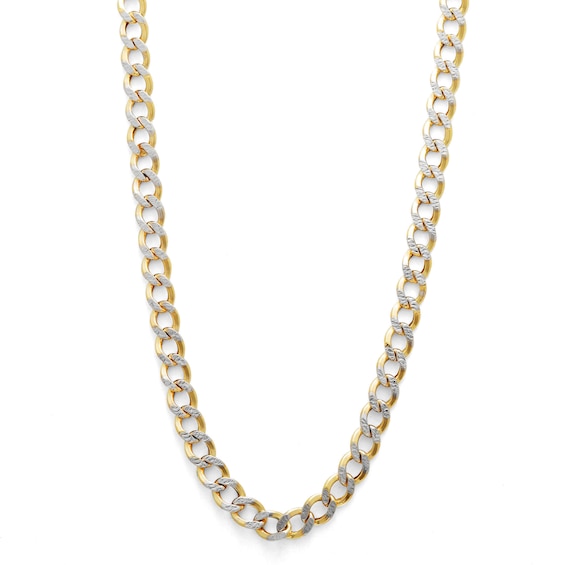 14K Semi-Solid Gold Diamond-Cut Cuban Curb Two-Tone Chain - 22"