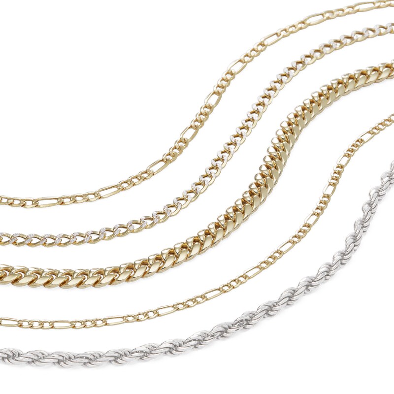 14K SemiSolid Gold DiamondCut Cuban Curb TwoTone Chain 22" Banter