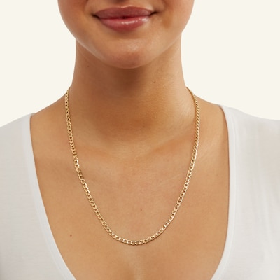 14K Hollow Gold Curb Chain - 22"
