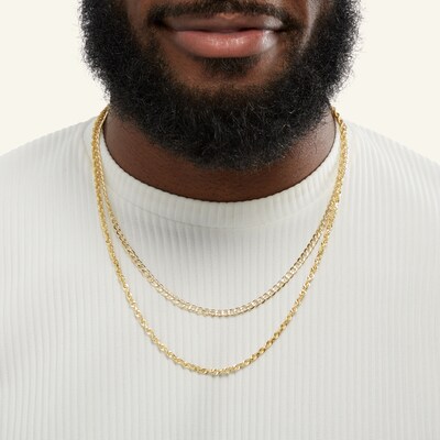 14K Hollow Gold Curb Chain - 22"