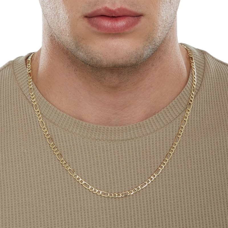Main Image 4 of 14K Hollow Gold Beveled Figaro Chain - 22"