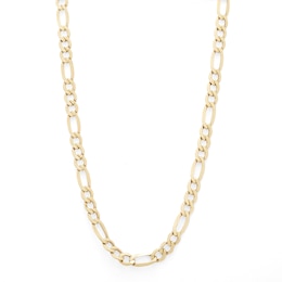 14K Hollow Gold Beveled Figaro Chain - 24&quot;