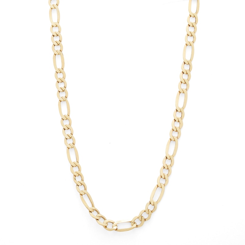 14K Hollow Gold Beveled Figaro Chain - 24"