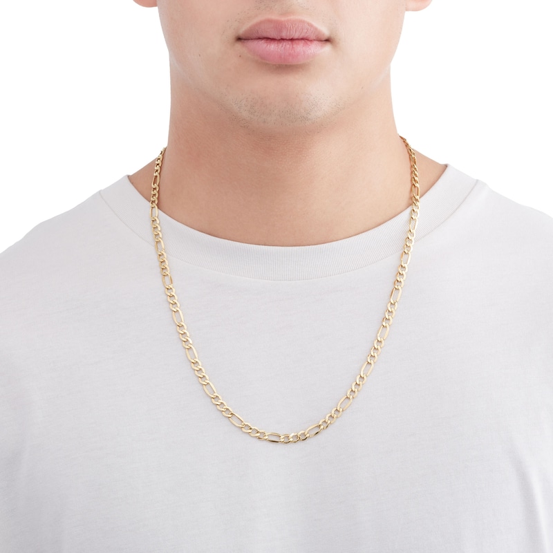 14K Hollow Gold Beveled Figaro Chain - 24"
