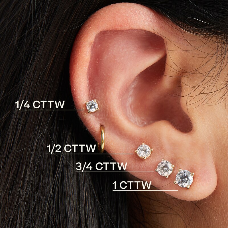 Main Image 5 of 10K Gold 1/2 CT. T.W. Lab-Grown Diamond Studs
