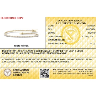 10K Gold 2 CT. T.W. Lab-Grown Diamond Tennis Bracelet - 7.25"