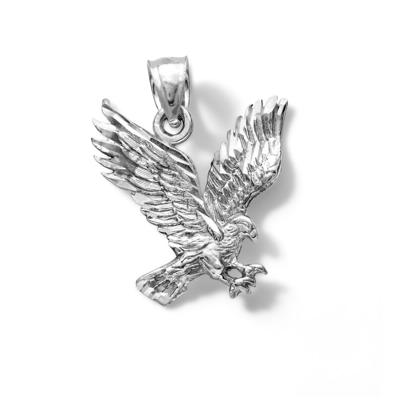 Main Image 1 of 10K Solid White Gold Eagle Necklace Charm