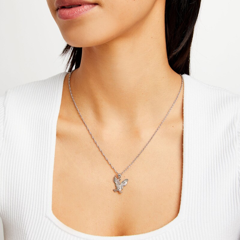 Main Image 2 of 10K Solid White Gold Eagle Necklace Charm