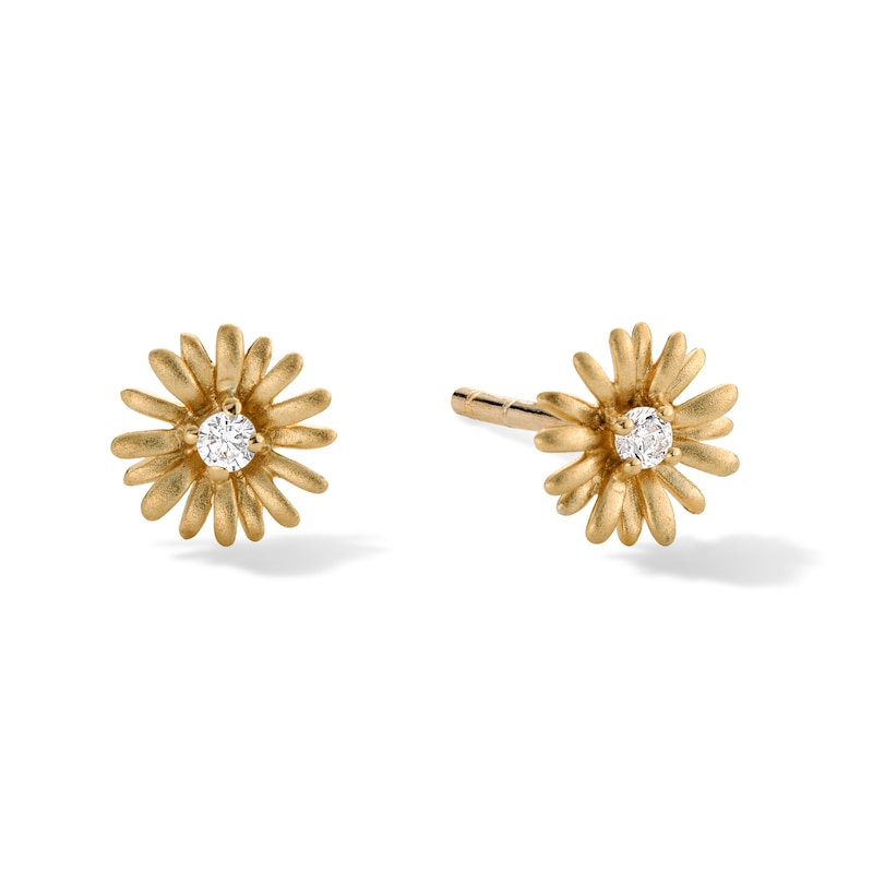 Main Image 1 of 10K Solid Gold CZ Daisy Studs