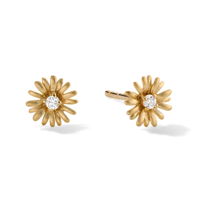 10K Solid Gold CZ Daisy Studs