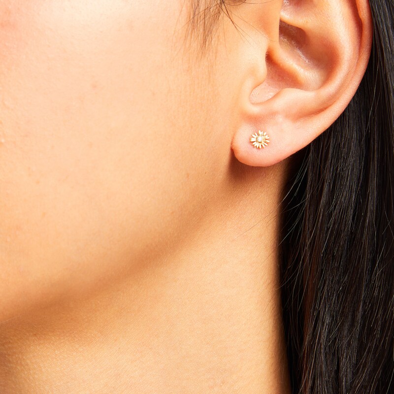 Main Image 2 of 10K Solid Gold CZ Daisy Studs