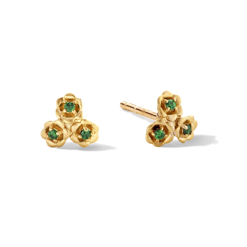 10K Solid Gold CZ Lily of the Valley Studs
