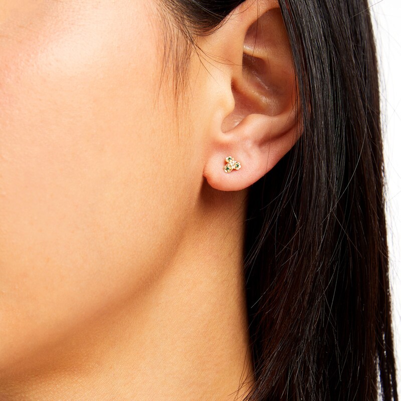 Main Image 2 of 10K Solid Gold CZ Lily of the Valley Studs
