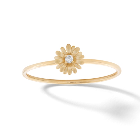 10K Solid Gold CZ Daisy Ring