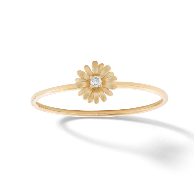 Main Image 1 of 10K Solid Gold CZ Daisy Ring