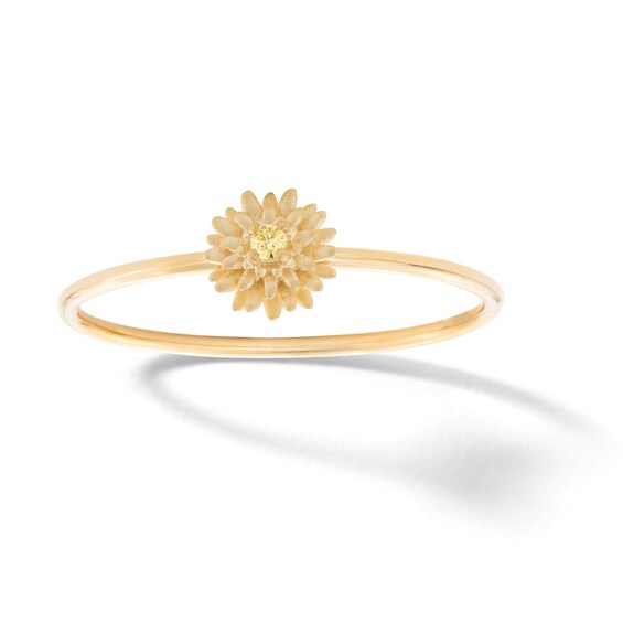 10K Solid Gold CZ Chrysanthemum Ring