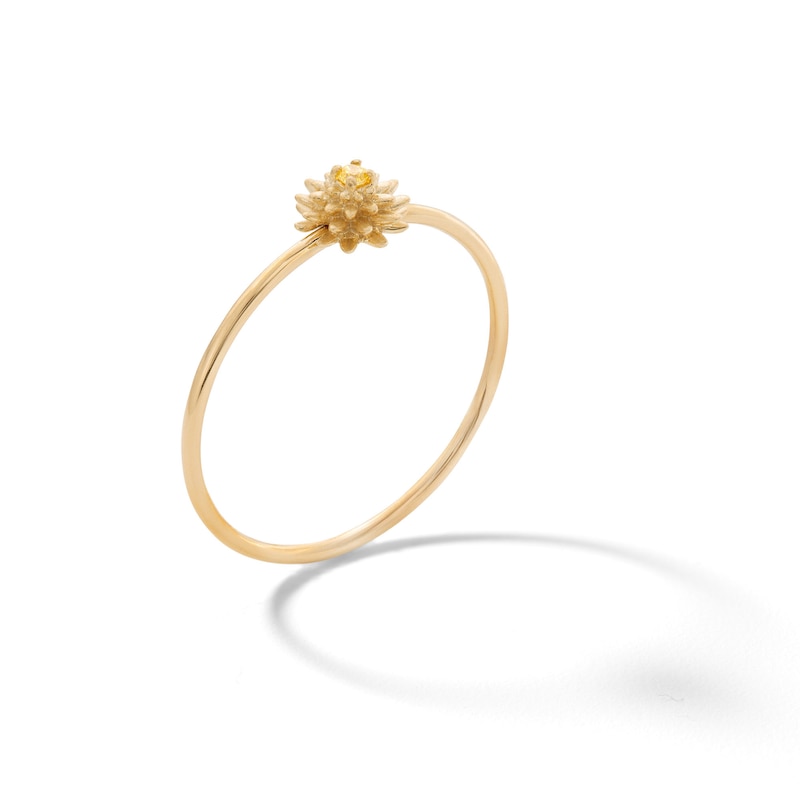 10K Solid Gold CZ Chrysanthemum Ring