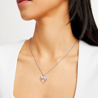 10K Solid White Gold Angel Wings Necklace Charm