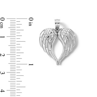 10K Solid White Gold Angel Wings Necklace Charm