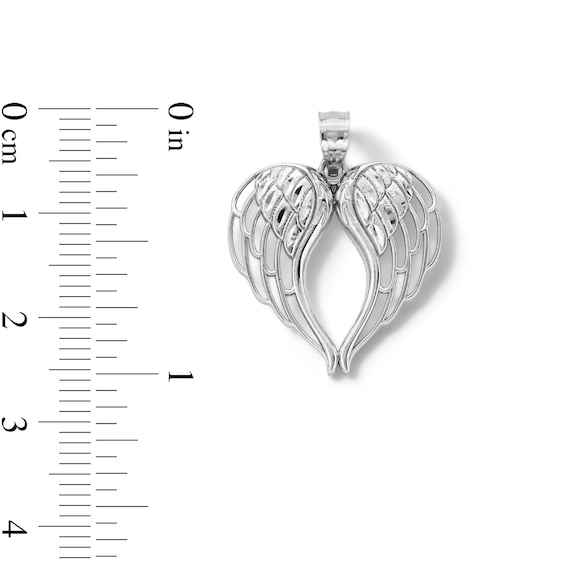 10K Solid White Gold Angel Wings Necklace Charm