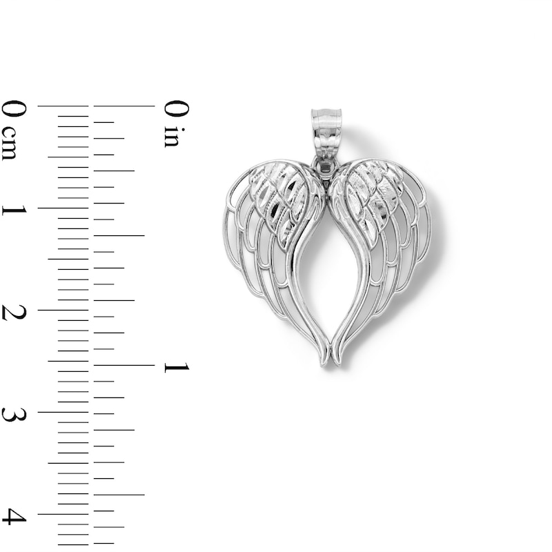 10K Solid White Gold Angel Wings Necklace Charm