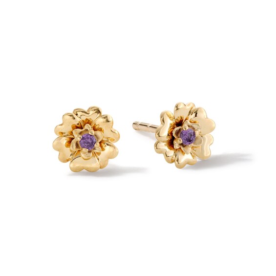 10K Solid Gold CZ Violet Studs