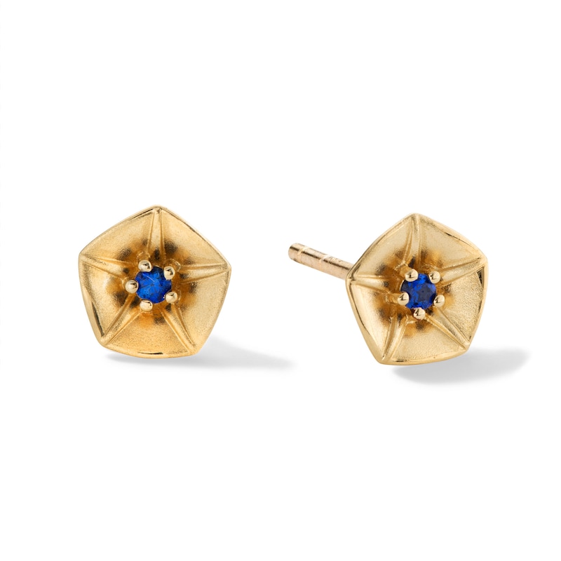 10K Solid Gold Lab-Created Sapphire Morning Glory Studs