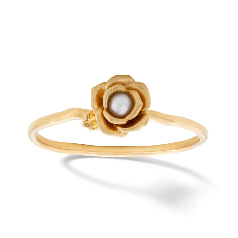 10K Solid Gold Cultured Freshwater Pearl Rose Ring