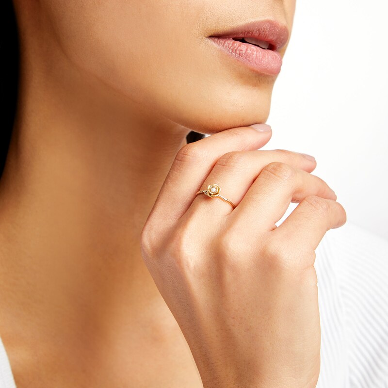 Main Image 2 of 10K Solid Gold Freshwater Cultured Pearl Rose Ring