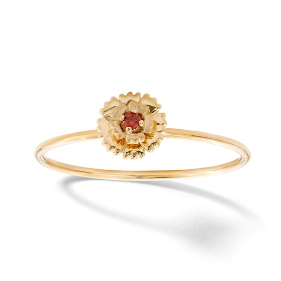 10K Solid Gold CZ Carnation Ring