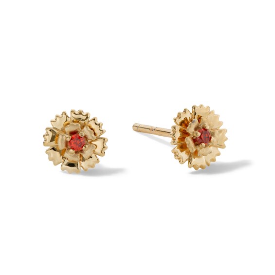 10K Solid Gold CZ Carnation Studs