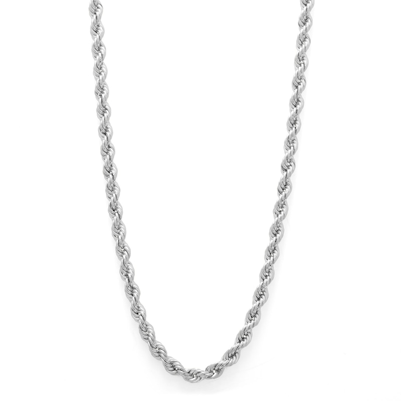 10K Hollow White Gold Rope Chain - 22"