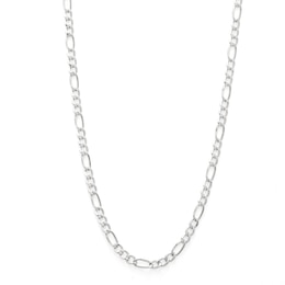 10K Hollow White Gold Figaro Chain - 22&quot;