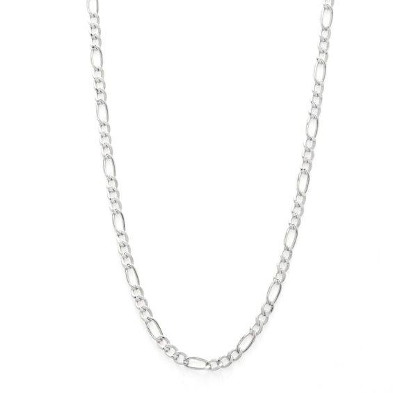 10K Hollow White Gold Figaro Chain