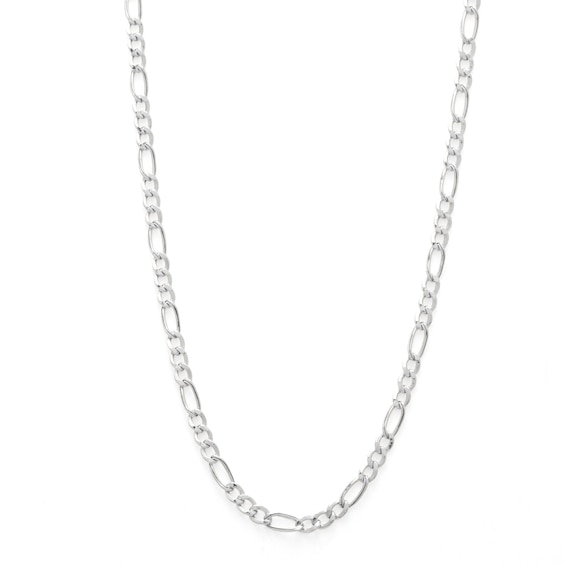 10K Hollow White Gold Figaro Chain - 22"